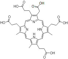 CAS#: 28100-78-9, 3-(Carboxymethyl)-8,13,17-Trimethyl-21H,23H-Porphine-2,7,12,18-Tetrapropanoic Acid