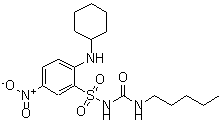 CAS 登录号：284464-77-3， 2-(环己基氨基)-5-硝基-N-(戊基氨基甲酰)苯磺酰胺