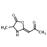 CAS 登录号：28897-82-7， (2Z)-4-甲基-2-(2-氧代亚丙基)-1,3-恶唑烷-5-酮