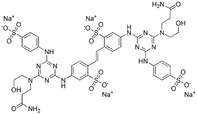 CAS#: 29637-52-3, Tetrasodium 4,4'-Bis[[4-[(2-Carbamoylethyl)(2-Hydroxyethyl)Amino]-6-(4-Sulphonatoanilino)-1,3,5-Triazin-2-Yl]Amino]Stilbene-2,2'-Disulphonate