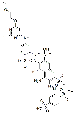 CAS#: 29674-65-5, 4-Amino-6-((5-((4-Chloro-6-(2-Ethoxyethoxy)-1,3,5-Triazin-2-Yl)Amino)-2-Sulphophenyl)Azo)-3-((2,5-Disulphophenyl)Azo)-5-Hydroxynaphthalene-2,7-Disulphonic Acid