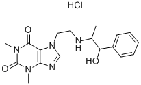 CAS 登录号：3039-97-2， [R-(R*,S*)]-3,7-二氢-7-[2-[(2-羟基-1-甲基-2-苯基乙基)氨基]乙基]-1,3-二甲基-1H-嘌呤-2,6-二酮单盐酸盐