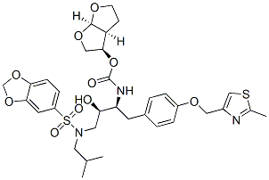 CAS#: 313682-08-5, [(1R,5S,6R)-2,8-Dioxabicyclo[3.3.0]Oct-6-Yl] N-[(2S,3R)-4-(Benzo[1,3]Dioxol-5-Ylsulfonyl-(2-Methylpropyl)Amino)-3-Hydroxy-1-[4-[(2-Methyl-1,3-Thiazol-4-Yl)Methoxy]Phenyl]Butan-2-Yl]Carbamate
