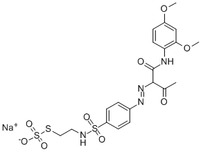 CAS 登录号：31676-23-0， 钠(2S)-N-(2,4-二甲氧基苯基)-2-[4-(2-氧代磺酰基硫基氧基乙基氨基磺酰基)苯基]偶氮-3-氧代丁酰胺