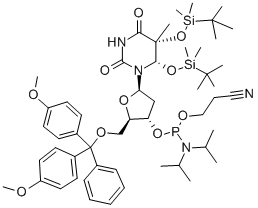 CAS#: 318497-58-4, (5R,6S)-5'-O-[Bis(4-Methoxyphenyl)Phenylmethyl]-5,6-Bis[[(1,1-Dimethylethyl)Dimethylsilyl]Oxy]-5,6-Dihydro-Thymidine 3'-[2-Cyanoethyl Bis(1-Methylethyl)Phosphoramidite]