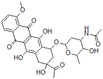 CAS 登录号：32385-10-7， N-[6-[(3-乙酰基-3,5,12-三羟基-10-甲氧基-6,11-二氧代-2,4-二氢-1H-并四苯-1-基)氧基]-3-羟基-2-甲基四氢吡喃-4-基]乙酰胺