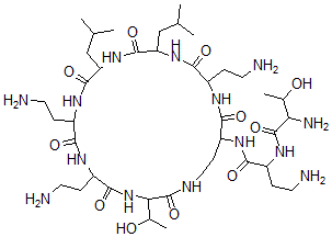 CAS 登录号：32530-94-2， 4-氨基-2-[(2-氨基-3-羟基丁酰基)氨基]-N-[6,9,18-三(2-氨基乙基)-3-(1-羟基乙基)-12,15-二(2-甲基丙基)-2,5,8,11,14,17,20-七氧代-1,4,7,10,13,16,19-七氧杂环二十三烷-21-基]丁酰胺
