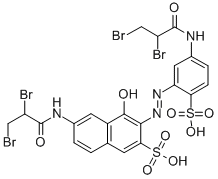 CAS 登录号：32781-74-1， (3E)-6-(2,3-二溴丙酰氨基)-3-[[5-(2,3-二溴丙酰氨基)-2-磺基苯基]亚肼基]-4-氧代萘-2-磺酸