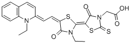 CAS#: 33006-61-0, 2-[(5Z)-5-[(5E)-3-Ethyl-5-[(2Z)-2-(1-Ethylquinolin-2-Ylidene)Ethylidene]-4-Oxo-1,3-Thiazolidin-2-Ylidene]-4-Oxo-2-Sulfanylidene-1,3-Thiazolidin-3-Yl]Acetic Acid