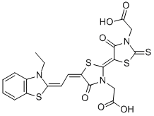 CAS#: 33006-80-3, 2-[(2E,5E)-2-[3-(Carboxymethyl)-4-Oxo-2-Sulfanylidene-1,3-Thiazolidin-5-Ylidene]-5-[(2E)-2-(3-Ethyl-1,3-Benzothiazol-2-Ylidene)Ethylidene]-4-Oxo-1,3-Thiazolidin-3-Yl]Acetic Acid