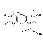 CAS#: 33403-37-1, 6-(2-Buten-2-Yl)-2,4,7-Trichloro-3,8-Dihydroxy-1,9-Dimethyl-11H-Dibenzo[b,e][1,4]Dioxepin-11-One
