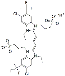 CAS#: 33628-05-6, Sodium 3-[5-Chloro-2-[(E,3E)-3-[6-Chloro-1-Ethyl-3-(3-Sulfonatopropyl)-5-(Trifluoromethyl)Benzimidazol-2-Ylidene]Prop-1-Enyl]-3-Ethyl-6-(Trifluoromethyl)Benzimidazol-1-Ium-1-Yl]Propane-1-Sulfonate