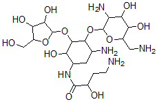 CAS#: 34291-03-7, 4-Amino-N-[5-Amino-4-[3-Amino-6-(Aminomethyl)-4,5-Dihydroxyoxan-2-Yl]Oxy-3-[3,4-Dihydroxy-5-(Hydroxymethyl)Oxolan-2-Yl]Oxy-2-Hydroxycyclohexyl]-2-Hydroxybutanamide
