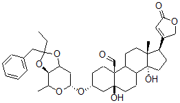 CAS#: 35811-18-8, (3R,5S,10S,13R,14S,17R)-3-[[(3aR,6R)-2-Ethyl-4-Methyl-2-(Phenylmethyl)-4,6,7,7a-Tetrahydro-3aH-[1,3]Dioxolo[4,5-d]Pyran-6-Yl]Oxy]-5,14-Dihydroxy-13-Methyl-17-(5-Oxo-2H-Furan-3-Yl)-2,3,4,6,7,8,9,11,12,15,16,17-Dodecahydro-1H-Cyclopenta[a]Phenanthrene-10-Carbaldehyde