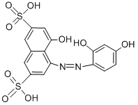 CAS 登录号：3627-01-8， 4-((2,4-二羟基苯基)偶氮)-5-羟基萘-2,7-二磺酸