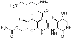 CAS#: 3808-42-2, [(2R,3R,4S,5R,6R)-6-[[(3aS,7R,7aS)-7-Hydroxy-4-Oxo-1,3a,5,6,7,7a-Hexahydroimidazo[4,5-c]Pyridin-2-Yl]Amino]-5-[[(3S)-3,6-Diaminohexanoyl]Amino]-4-Hydroxy-2-(Hydroxymethyl)Oxan-3-Yl] Carbamate
