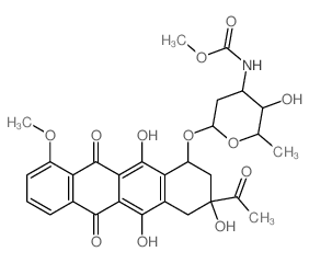 CAS 登录号：38942-79-9， 甲基N-[6-[(3-乙酰基-3,5,12-三羟基-10-甲氧基-6,11-二氧代-2,4-二氢-1H-并四苯-1-基)氧基]-3-羟基-2-甲基四氢吡喃-4-基]氨基甲酸酯