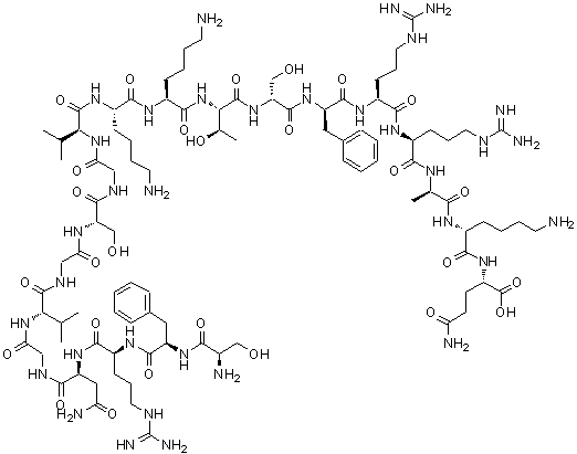 CAS#: 412938-75-1, D-Seryl-D-Phenylalanyl-L-Arginyl-L-Asparaginylglycyl-L-Valylglycyl-L-Serylglycyl-L-Valyl-L-Lysyl-L-Lysyl-L-Threonyl-D-Seryl-D-Phenylalanyl-L-Arginyl-L-Arginyl-D-Alanyl-D-Lysyl-L-Glutamine