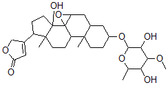 CAS 登录号：4589-95-1， 3Β-[(6-脱氧-3-O-甲基-a-L-吡喃葡萄糖基)氧基]-7b,8-环氧-14-羟基-5b-心甾-20(22)-烯内酯