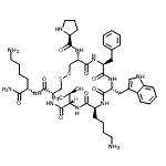 CAS#: 485803-62-1, (4R,7S,10S,13R,16S,19R)-10-(4-Aminobutyl)-16-benzyl-N-[(2S)-1,6-diamino-1-oxo-2-hexanyl]-7-(1-hydroxyethyl)-13-(1H-indol-3-ylmethyl)-6,9,12,15,18-pentaoxo-19-(L-prolylamino)-1,2-dithia-5,8,11,14,17-pentaazacycloicosane-4-carboxamide
