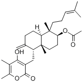 CAS 登录号：51103-58-3， rel-(-)-3-[[(1R,4aR,5S,6S,8aR)-6-(乙酰氧基)十氢-5,8a-二甲基-2-亚甲基-5-(4-甲基-3-戊烯-1-基)-1-萘基]甲基]-4-羟基-5,6-二甲基-2H-吡喃-2-酮