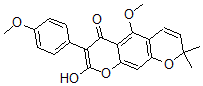 CAS#: 5307-59-5, 4-Hydroxy-5-methoxy-3-(4-methoxyphenyl)-8,8-dimethyl-2H,8H-Benzo[1,2-b:5,4-b']dipyran-2-one
