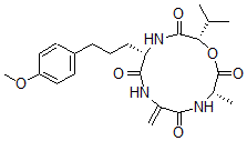 CAS 登录号：53193-10-5， 环(2,3-二去氢丙氨酰-L-丙氨酰-(2S)-2-羟基-3-甲基丁酰基-5-(4-甲氧基苯基)-L-正缬氨酰)