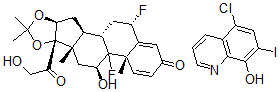 CAS#: 53262-68-3, (6alpha,11beta,16alpha)-6,9-Difluoro-11,21-dihydroxy-16,17-((1-methylethylidene)bis(oxy))-Pregna-1,4-diene-3,20-dione mixt. with 5-chloro-7-iodo-8-quinolinol