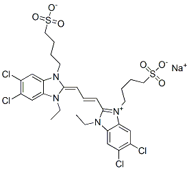 CAS 登录号：53841-40-0， 5,6-二氯-2-[3-[5,6-二氯-1-乙基-1,3-二氢-3-(4-磺酸基丁基)-2H-苯并咪唑-2-亚基]-1-丙烯基]-1-乙基-3-(4-磺酸基丁基)-1H-苯并咪唑鎓单钠盐