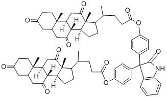 CAS 登录号：54063-34-2， [4-[3-[4-[4-(10,13-二甲基-3,7,12-三氧代-1,2,4,5,6,8,9,11,14,15,16,17-十二氢环戊烯并[a]菲-17-基)戊酰氧基]苯基]-2-氧代-1H-吲哚-3-基]苯基] 4-(10,13-二甲基-3,7,12-三氧代-1,2,4,5,6,8,9,11,14,15,16,17-十二氢环戊烯并[a]菲-17-基)戊酸酯