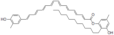 CAS#: 54363-90-5, 17-(4-Hydroxy-3-Methylphenyl)-2,4,6,8,10,12,14,16-Heptadecaoctenoic Acid [2-Dodecyl-3-Hydroxy-5-Methylphenyl] Ester
