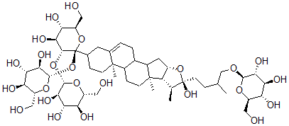 CAS#: 56126-14-8, [(22R)-26-(beta-D-Glucopyranosyloxy)-22-Hydroxyfurost-5-En-3beta-Yl] 6-O-(3-O-beta-D-Glucopyranosyl-beta-D-Glucopyranosyl)-beta-D-Glucopyranoside