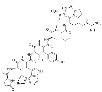 CAS 登录号：56133-95-0， 焦谷氨酰-组氨酰-色氨酰-丝氨酰-酪氨酰-D-丙氨酰-N-甲基-亮氨酰-精氨酰-脯氨酰-甘氨酰胺