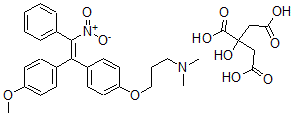 CAS#: 56287-31-1, 3-(4-(1-(4-Methoxyphenyl)-2-nitro-2-phenylethenyl)phenoxy)-N,N-dimethyl-1-propanamine monocitrate