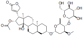 CAS#: 56774-61-9, 16beta-(Acetyloxy)-3beta-[(4-O-beta-D-Glucopyranosyl-3-O-Methyl-2,6-Dideoxy-alpha-L-Arabino-Hexopyranosyl)Oxy]-14-Hydroxy-5beta-Card-20(22)-Enolide