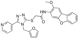 CAS#: 577985-69-4, 2-[[4-(Furan-2-Ylmethyl)-5-(Pyridin-3-Yl)-4H-1,2,4-Triazol-3-Yl]Thio]-N-(2-Methoxy-3-Dibenzofuranyl)-Acetamide