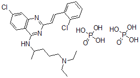 CAS 登录号：57942-49-1， 7-氯-2-(2-氯苯乙烯基)-4-((4-(二乙基氨基)-1-甲基丁基)氨基)喹唑啉二磷酸盐