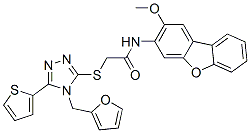 CAS#: 587010-73-9, 2-[[4-(Furan-2-Ylmethyl)-5-(2-Thienyl)-4H-1,2,4-Triazol-3-Yl]Thio]-N-(2-Methoxy-3-Dibenzofuranyl)-Acetamide