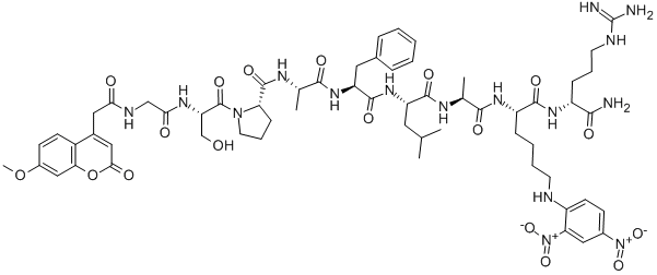 CAS 登录号：592544-81-5， 7-甲氧基香豆素基-甘氨酰-丝氨酰-脯氨酰-丙氨酰-苯丙氨酰-亮氨酰-丙氨酰-赖氨酰(二硝基苯基)-D-精氨酰胺