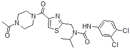 CAS#: 5948-16-3, 1-[[4-(4-Acetylpiperazine-1-carbonyl)-1,3-thiazol-2-yl]methyl]-3-(3,4-dichlorophenyl)-1-propan-2-yl-urea