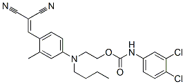 CAS 登录号：59583-77-6， 2-[丁基[4-(2,2-二氰基乙烯基)-3-甲基苯基]氨基]乙基 (3,4-二氯苯基)氨基甲酸酯