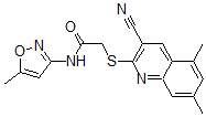CAS 登录号：602325-02-0， 2-[(3-氰基-5,7-二甲基-2-喹啉基)硫代]-N-(5-甲基-3-异恶唑基)-乙酰胺
