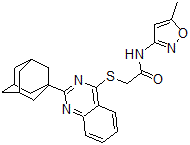 CAS 登录号：604794-94-7， N-(5-甲基-3-异恶唑基)-2-[(2-三环[3.3.1.1(3,7)]癸-1-基-4-喹唑啉基)硫代]-乙酰胺