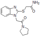 CAS#: 606109-54-0, 2-[[1-[2-Oxo-2-(Pyrrolidin-1-Yl)Ethyl]-1H-Benzo[d]Imidazol-2-Yl]Thio]-Acetamide