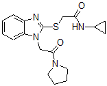 CAS#: 606109-76-6, N-Cyclopropyl-2-[[1-[2-Oxo-2-(Pyrrolidin-1-Yl)Ethyl]-1H-Benzo[d]Imidazol-2-Yl]Thio]-Acetamide