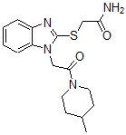 CAS 登录号：606109-98-2， 2-[[1-[2-(4-甲基-哌啶-1-基)-2-氧代乙基]-1H-苯并[d]咪唑-2-基]硫代]-乙酰胺