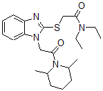 CAS#: 606110-25-2, 2-[[1-[2-(2,6-Dimethyl-Piperidin-1-Yl)-2-Oxoethyl]-1H-Benzo[d]Imidazol-2-Yl]Thio]-N,N-Diethyl-Acetamide