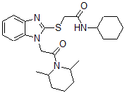 CAS 登录号：606110-31-0， N-环己基-2-[[1-[2-(2,6-二甲基-哌啶-1-基)-2-氧代乙基]-1H-苯并[d]咪唑-2-基]硫代]-乙酰胺
