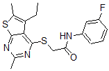 CAS 登录号：606113-55-7， 2-[(5-乙基-2,6-二甲基噻吩并[2,3-d]嘧啶-4-基)硫代]-N-(3-氟苯基)-乙酰胺