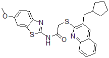 CAS#: 606113-84-2, 2-[[3-(Cyclopentylmethyl)-2-Quinolinyl]Thio]-N-(6-Methoxy-2-Benzothiazolyl)-Acetamide